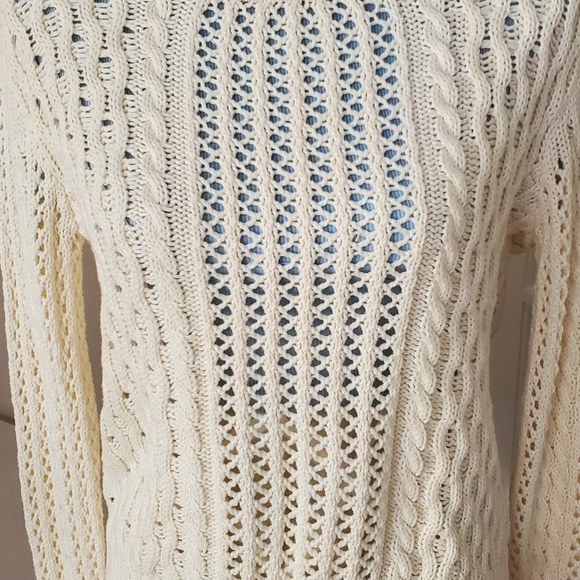 Bethany Mota 2-way to wear Cream Sweater cardigan with black bow. Cotton knitted - Picture 6 of 7